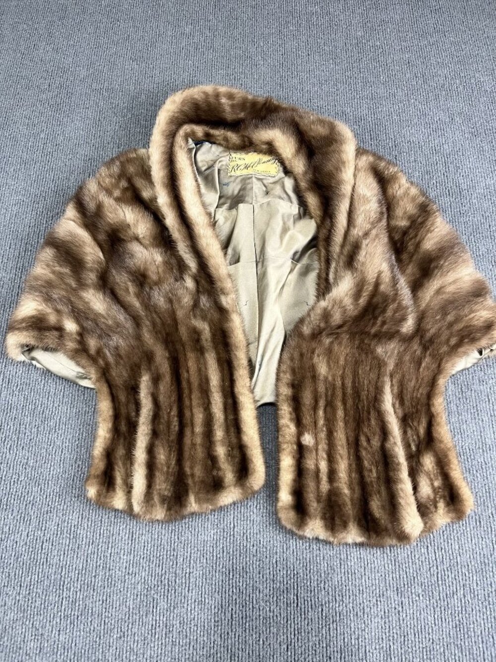 Vintage R.C. McClenning Mink Fur Stole Wrap Shawl Brown Womens Outerwear
